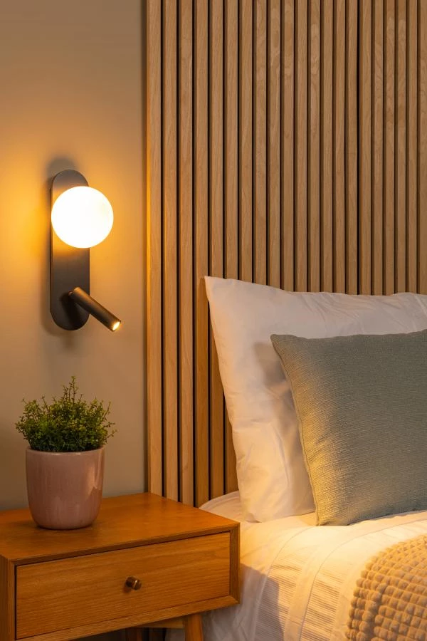 Lucide Lucide KELLY - Bedlamp / Wandlamp - LED - 1x3 5W 3000K - Zwart