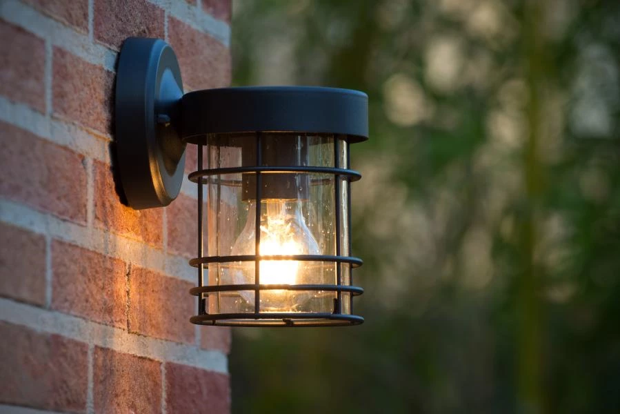 Lucide Lucide KEPPEL - Wandlamp Binnen/Buiten - 1xE27 - IP23 - Zwart