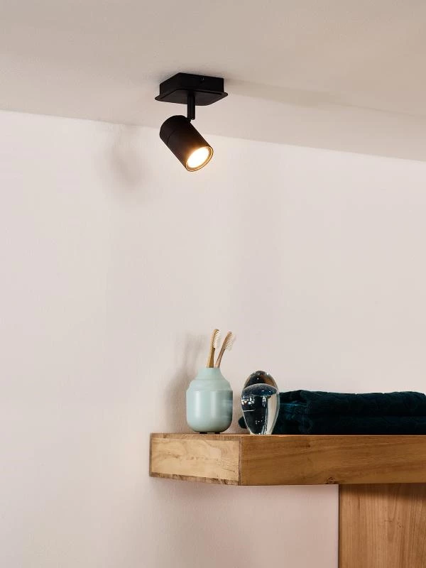 Lucide Lucide LENNERT - Plafondspot Badkamer - LED Dimb. - GU10 - 1x5W 3000K - IP44 - Zwart