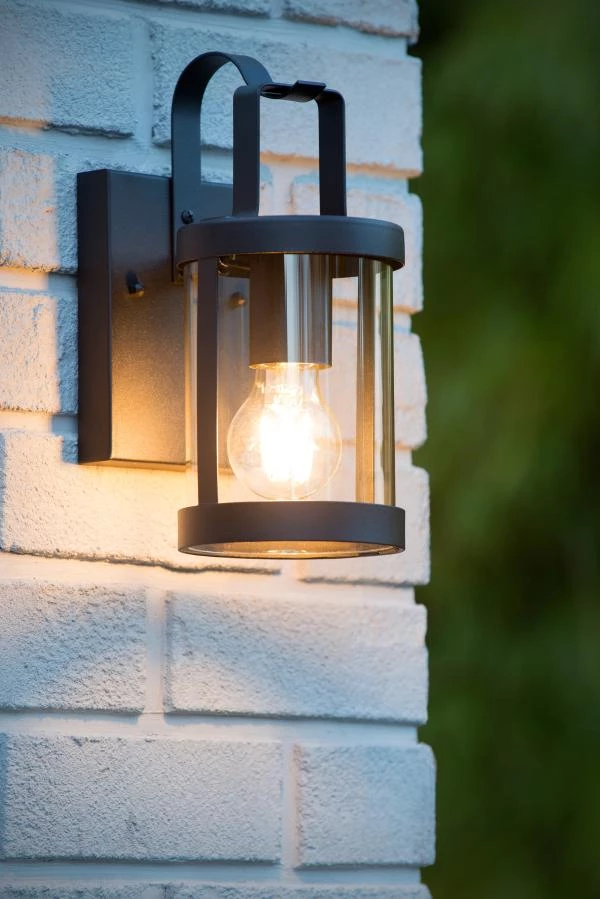 Lucide Lucide LINDELO - Wandlamp Binnen/Buiten - 1xE27 - IP23 - Zwart