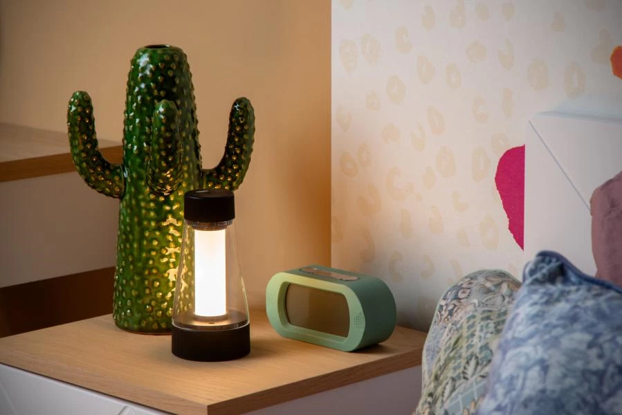 Lucide Lucide LORALI - Oplaadbare Tafellamp Binnen/Buiten - Accu/Batterij - Ø 7 7 Cm - LED Dimb. - 1x1 2W 2600K/3000K - IP44 - Zwart