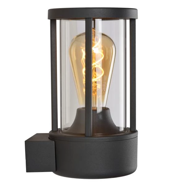 Lucide Lucide LORI - Wandlamp Binnen/Buiten - Ø 12 Cm - 1xE27 - IP44 - Dag/nacht Sensor - Antraciet
