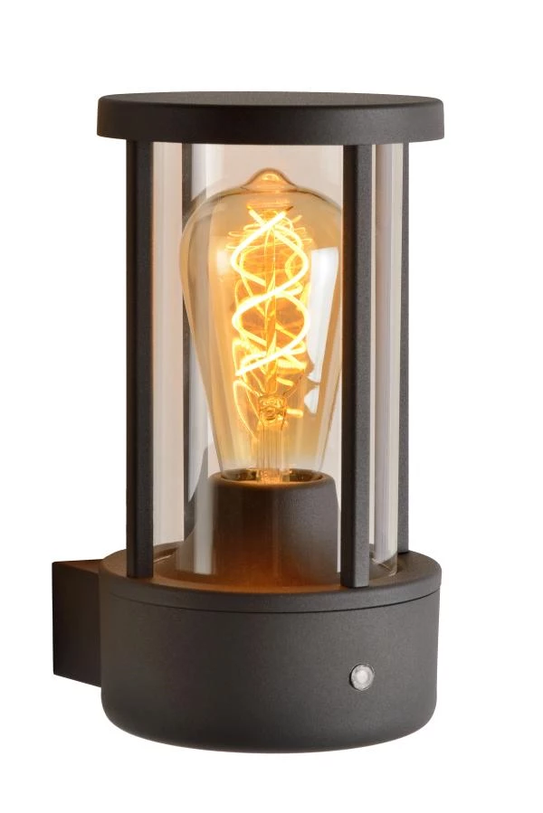 lucide Lucide LORI - Wandlamp Binnen/Buiten - Ø 12 cm - 1xE27 - IP44 - Dag/nacht sensor - Antraciet