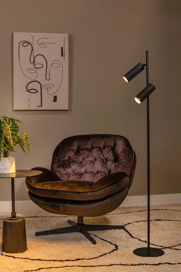 Lucide Lucide CLUBS - Vloerlamp - 2xGU10 - Zwart