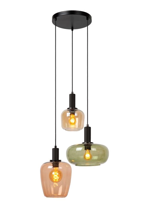 lucide Lucide ILONA - Hanglamp - 3xE27 - Zwart lucide Lucide ILONA - Hanglamp - 3xE27 - Zwart