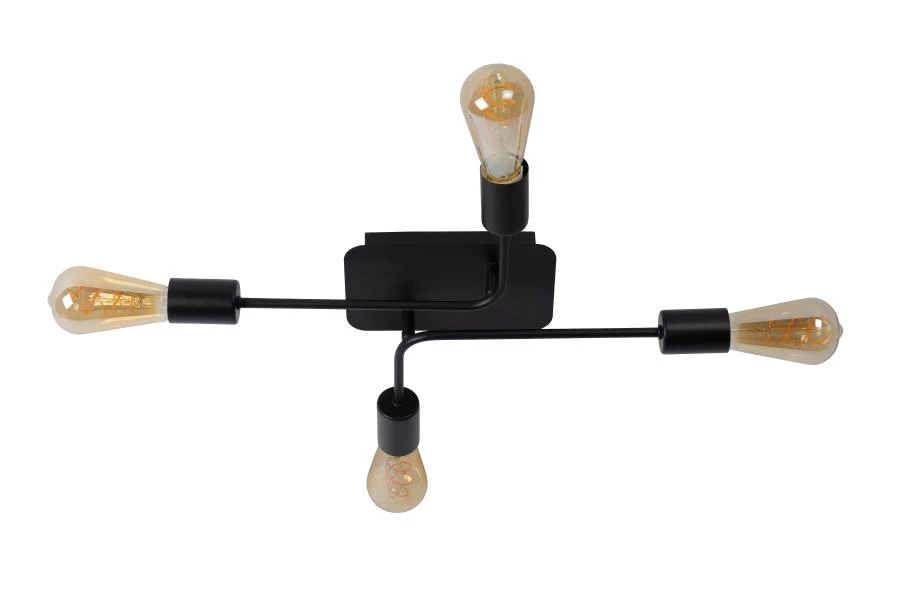 Lucide Lucide LESTER - Plafonnière - 4xE27 - Zwart