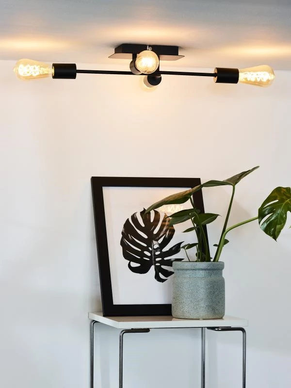 Lucide Lucide LESTER - Plafonnière - 4xE27 - Zwart