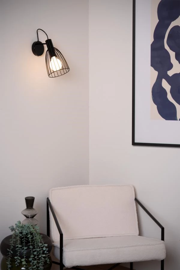 Lucide Lucide MACARONS - Wandlamp - 1xE27 - Zwart