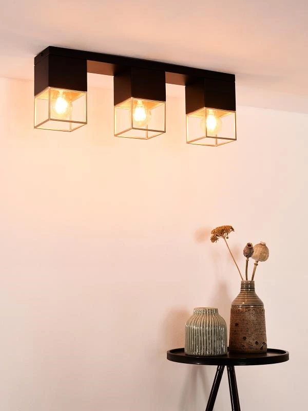 Lucide Lucide RIXT - Plafonnière - 3xE27 - Zwart