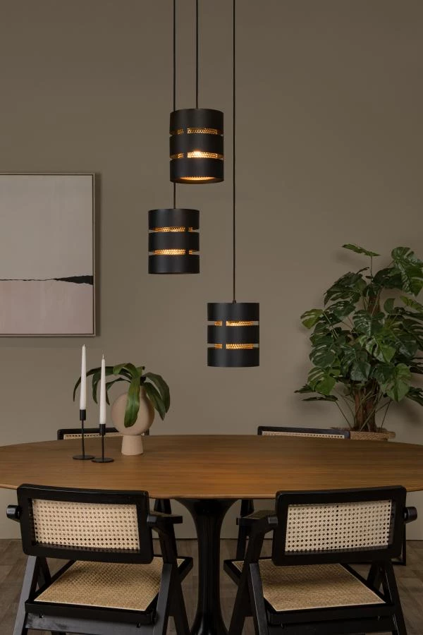 Lucide Lucide ROSAS - Hanglamp - Ø 43 Cm - 3xE27 - Zwart