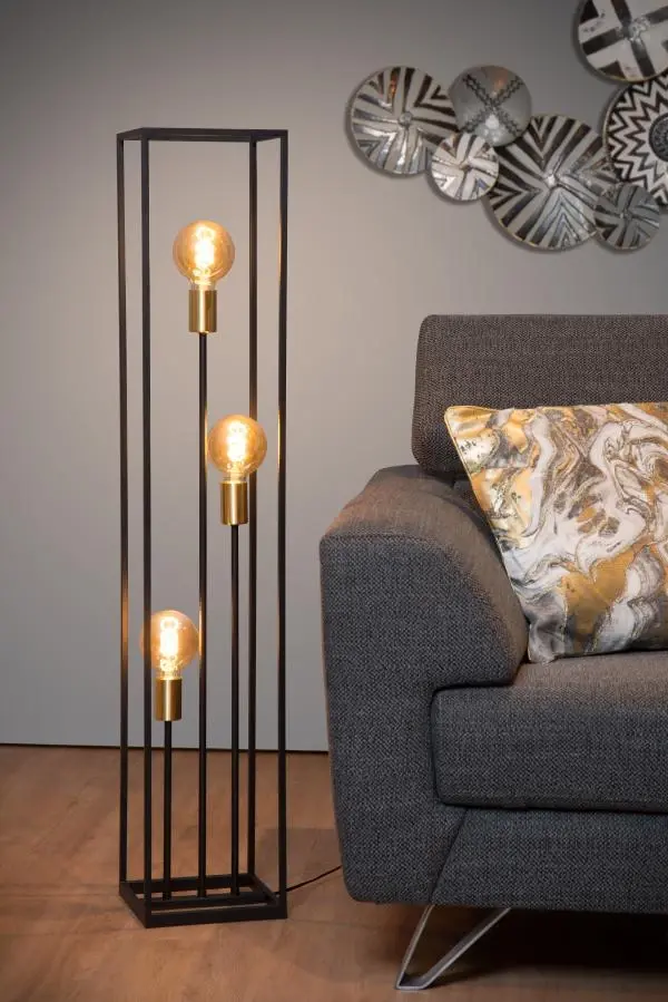 Lucide Lucide RUBEN - Vloerlamp - 3xE27 - Zwart