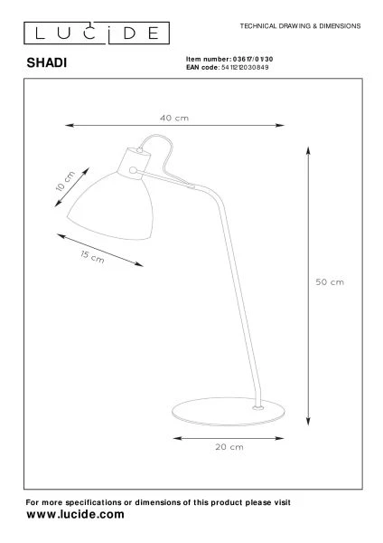 Lucide Lucide SHADI - Bureaulamp - Ø 20 Cm - 1xE14 - Zwart