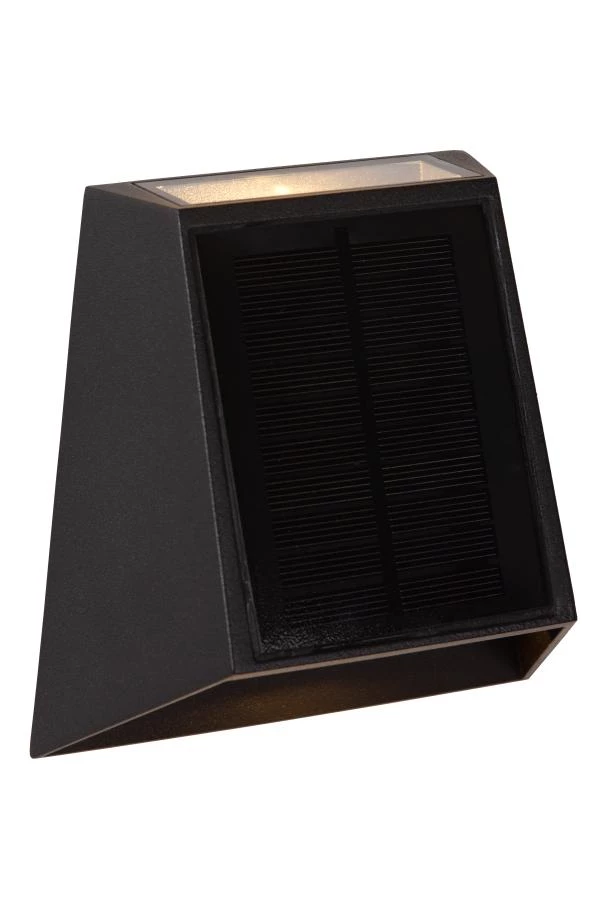 lucide Lucide LUTON - Wandlamp - Zonne-energie - LED Dimb. - 1x1W 2850K/3150K - IP54 - Beweging & dag/nacht sensor - Zwart