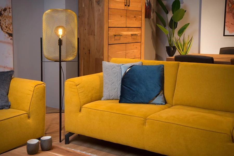 Lucide Lucide MESH - Vloerlamp - Ø 35 Cm - 1xE27 - Mat Goud / Messing