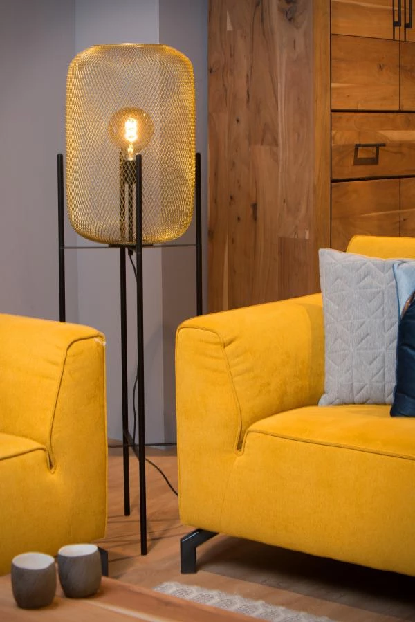 Lucide Lucide MESH - Vloerlamp - Ø 35 Cm - 1xE27 - Mat Goud / Messing