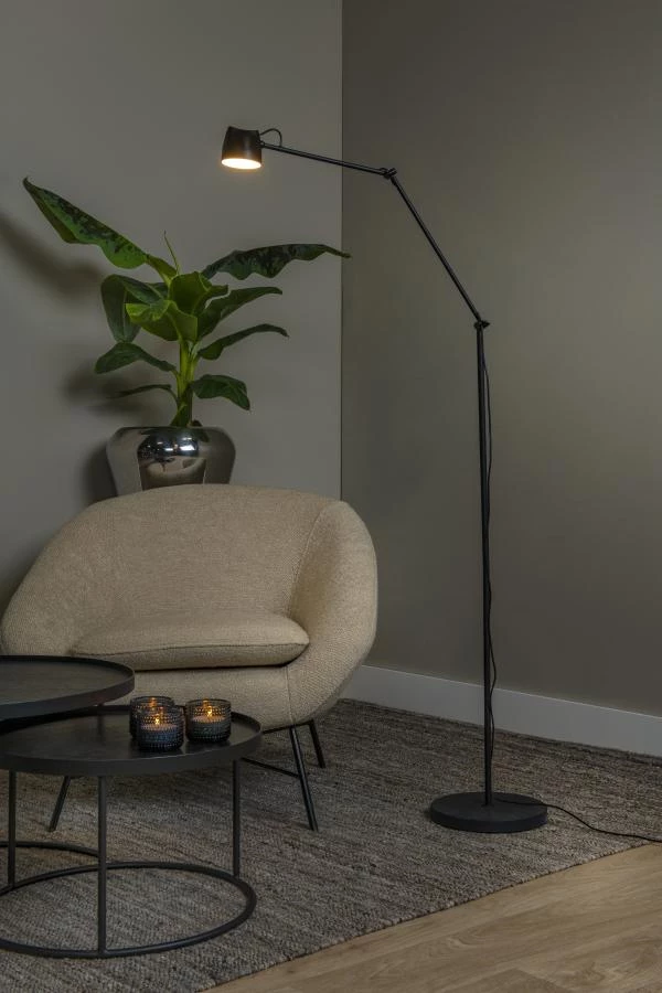 Lucide Lucide MILNE - Vloerlamp - LED Dimb. - 1x8W 2700K - Zwart