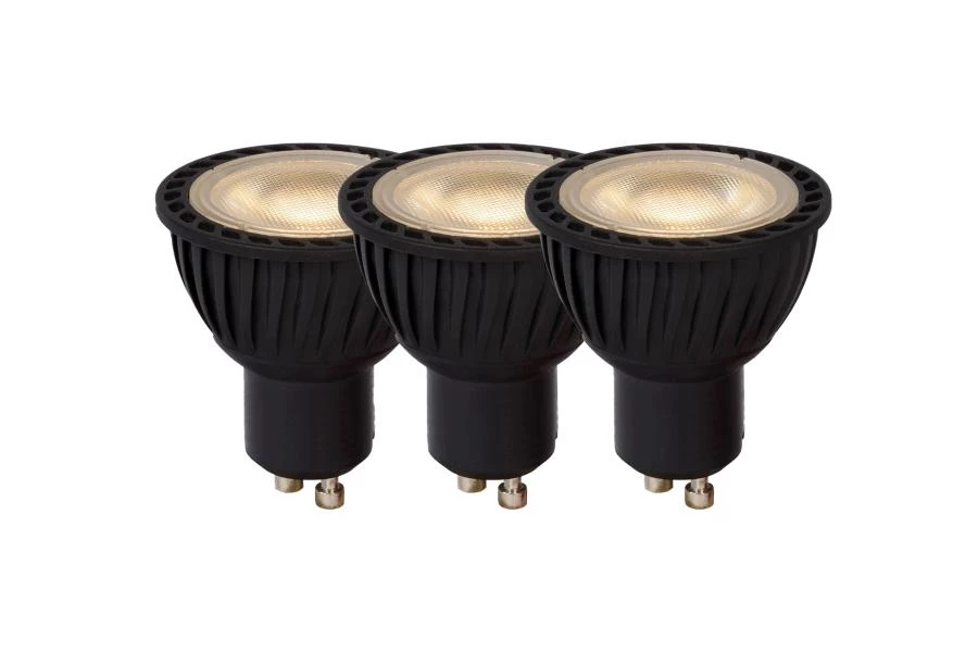 lucide Lucide MR16 - Led lamp - Ø 5 cm - LED Dimb. - GU10 - 3x5W 3000K - Zwart - Set van 3