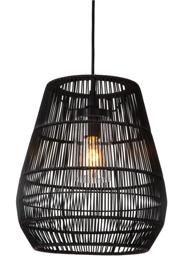 lucide Lucide NERIDA - Hanglamp Binnen/Buiten - Ø 35 cm - 1xE27 - IP44 - Zwart