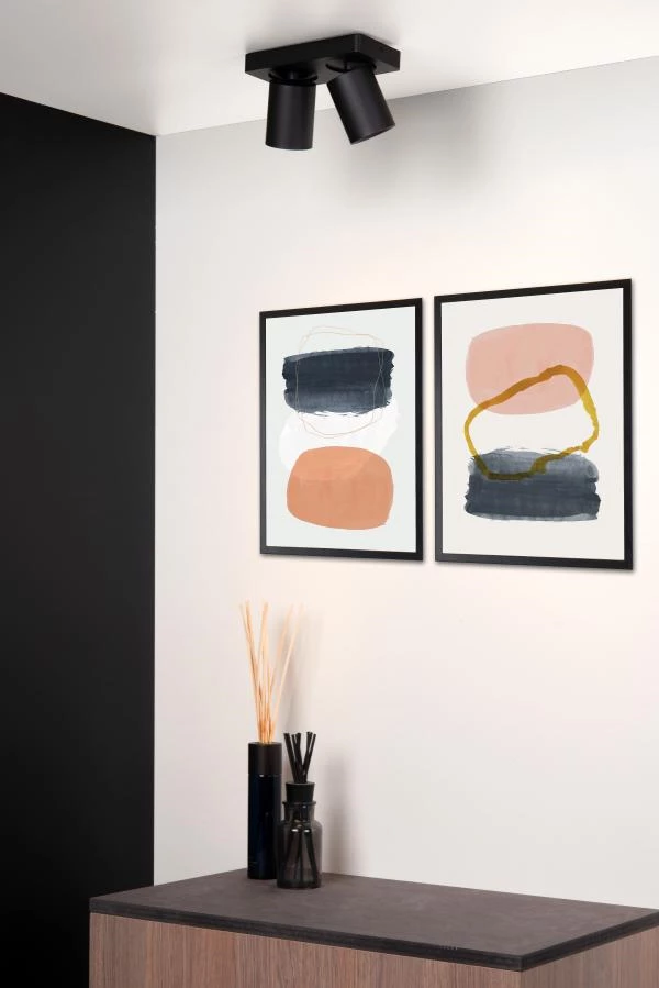 Lucide Lucide NIGEL - Plafondspot - LED Dim To Warm - GU10 - 2x5W 2200K/3000K - Zwart