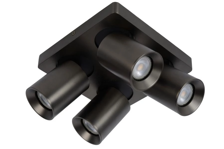 Lucide Lucide NIGEL - Plafondspot - LED Dim To Warm - GU10 - 4x5W 2200K/3000K - Antraciet