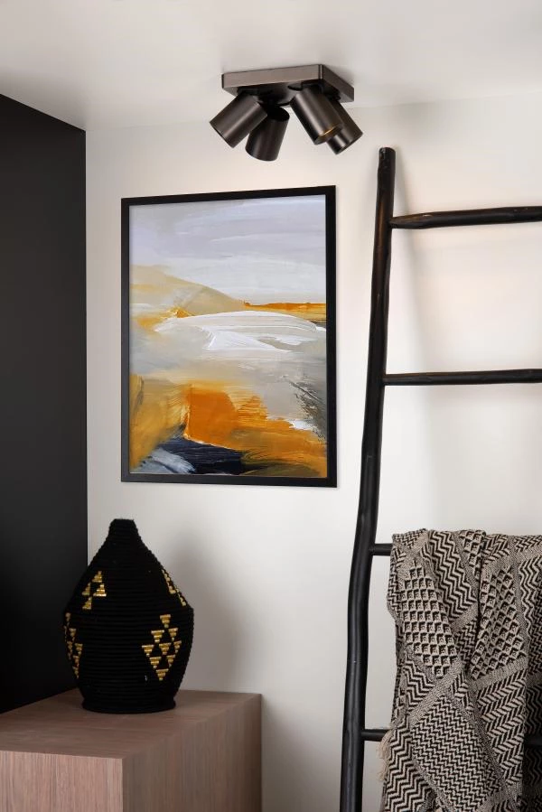 Lucide Lucide NIGEL - Plafondspot - LED Dim To Warm - GU10 - 4x5W 2200K/3000K - Antraciet