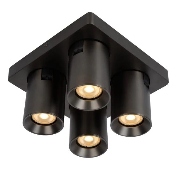 Lucide Lucide NIGEL - Plafondspot - LED Dim To Warm - GU10 - 4x5W 2200K/3000K - Antraciet