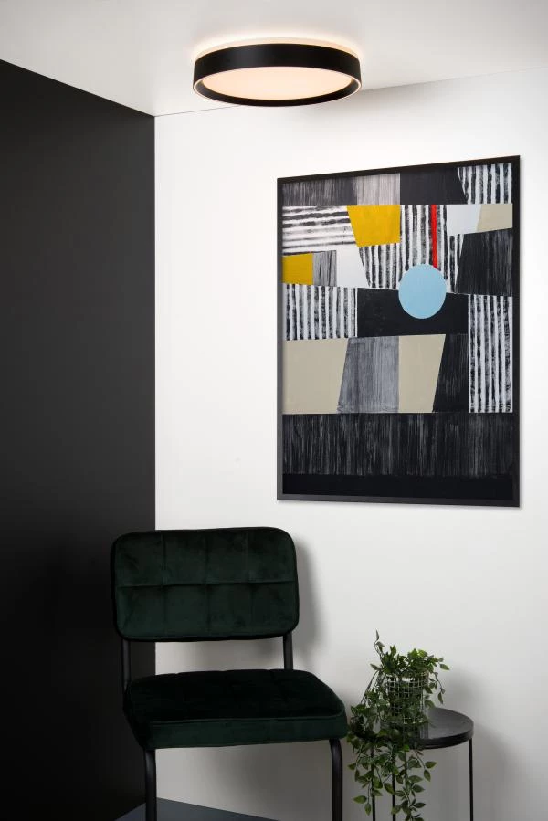 Lucide Lucide NURIA - Plafonnière - Ø 40 Cm - LED 3 StepDim - 1x24W 2700K - Zwart