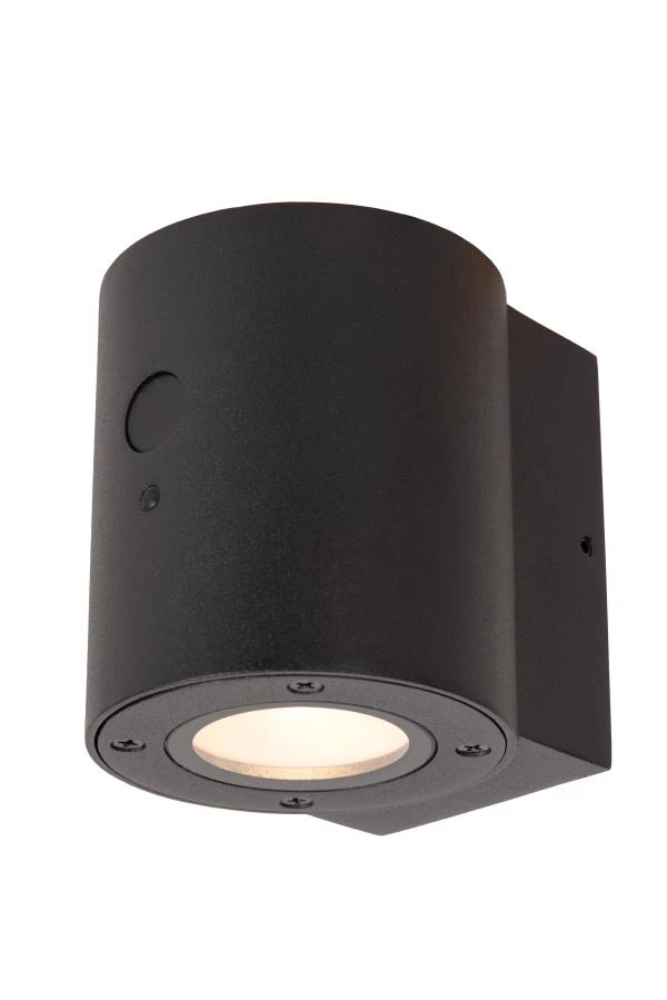 lucide Lucide PERTH - Wandlamp - Zonne-energie - Ø 9 cm - LED Dimb. - 1x1W 2850K/3150K - IP65 - Beweging & dag/nacht sensor - Zwart