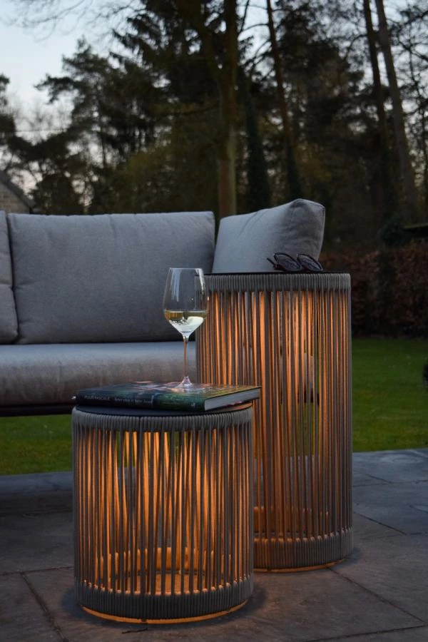 Lucide Lucide PINGI - Oplaadbare Vloerlamp Binnen/Buiten - Accu/Batterij - Ø 33 5 Cm - LED 3 StepDim - 1x3W 3000K - IP44 - Taupe