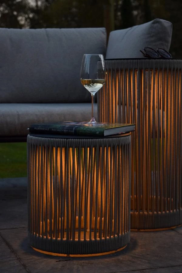 Lucide Lucide PINGI - Oplaadbare Vloerlamp Binnen/Buiten - Accu/Batterij - Ø 33 5 Cm - LED 3 StepDim - 1x3W 3000K - IP44 - Taupe