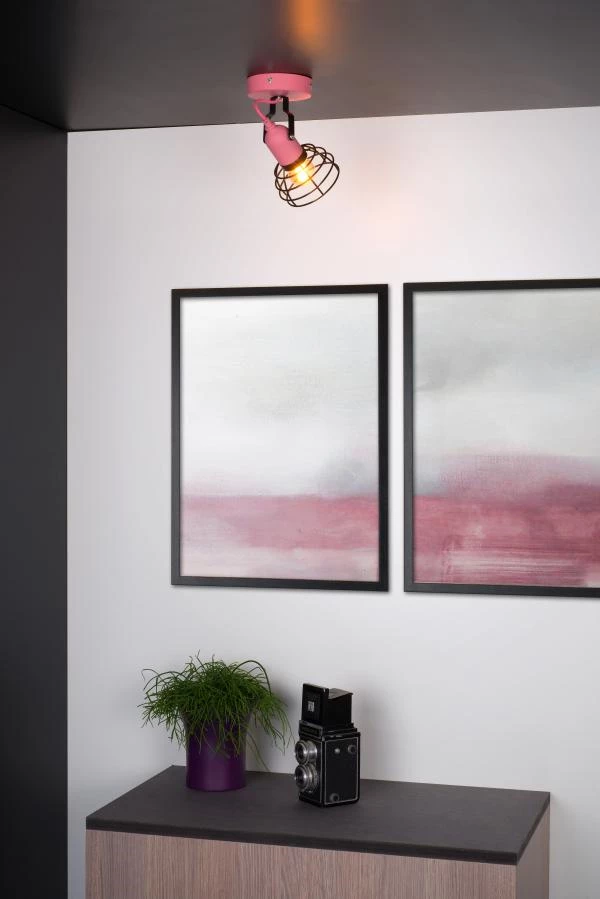 Lucide Lucide POLA - Plafondspot Kinderkamer - Ø 10 5 Cm - 1xE27 - Roze