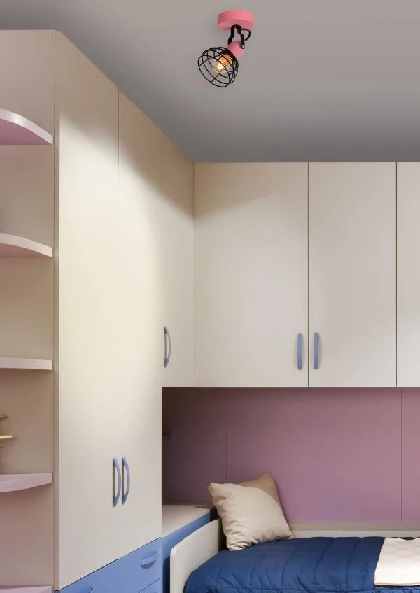 Lucide Lucide POLA - Plafondspot Kinderkamer - Ø 10 5 Cm - 1xE27 - Roze