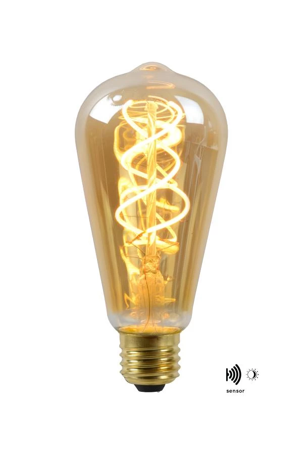lucide Lucide ST64 TWILIGHT SENSOR - Filament lamp - Ø 6 4 cm - LED - E27 - 1x4W 2200K - Dag/nacht sensor - Amber
