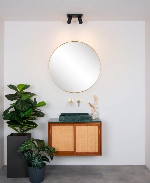 Lucide Lucide TAYLOR - Plafondspot Badkamer - LED Dim To Warm - GU10 - 2x5W 2200K/3000K - IP44 - Zwart