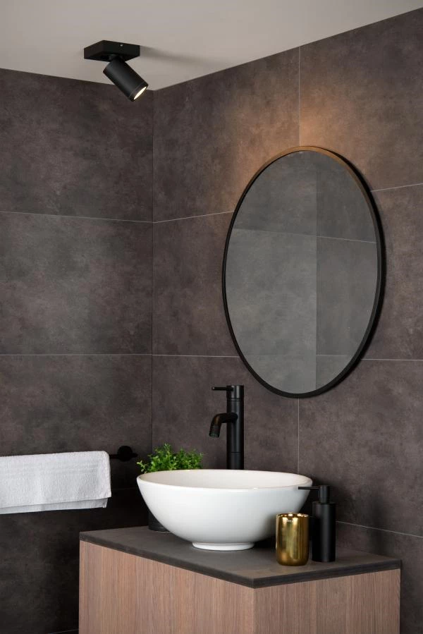 Lucide Lucide TAYLOR - Plafondspot Badkamer - LED Dim To Warm - GU10 - 1x5W 2200K/3000K - IP44 - Zwart