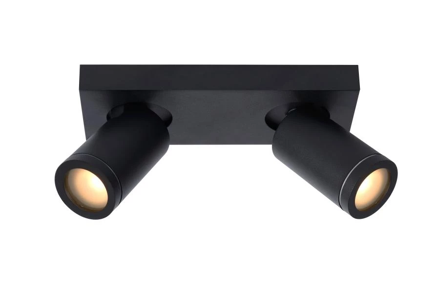 lucide Lucide TAYLOR - Plafondspot Badkamer - LED Dim to warm - GU10 - 2x5W 2200K/3000K - IP44 - Zwart