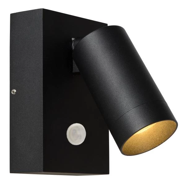 Lucide Lucide TAYLOR - Wandspot / Wandlamp Binnen/Buiten - 1xGU10 - IP54 - Bewegingssensor - Zwart