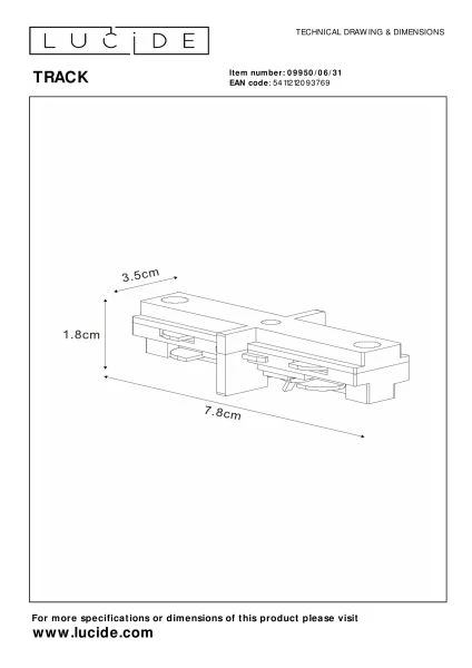 Lucide Lucide TRACK I-koppelstuk - 1-fase Railsysteem / Railverlichting - Wit (Uitbreiding)