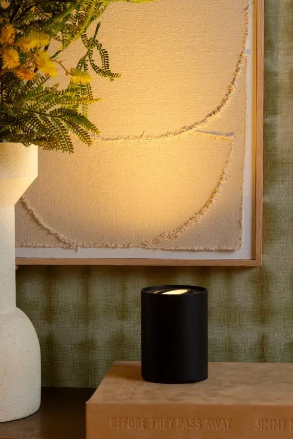 Lucide Lucide TUBE - Tafellamp - Ø 9 6 Cm - LED 3 StepDim - GU10 - 1x5W 2600K/2800K - Zwart