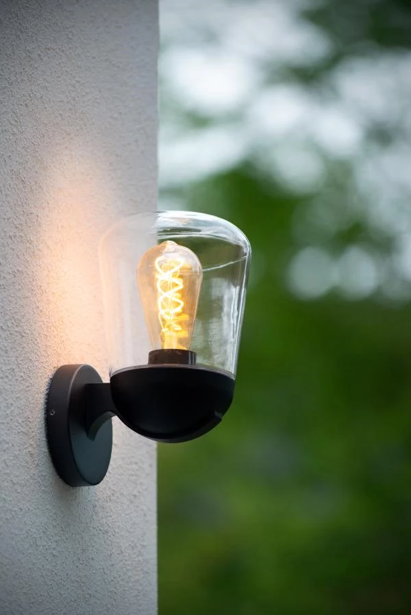 Lucide Lucide TULSA - Wandlamp Binnen/Buiten - 1xE27 - IP44 - Zwart