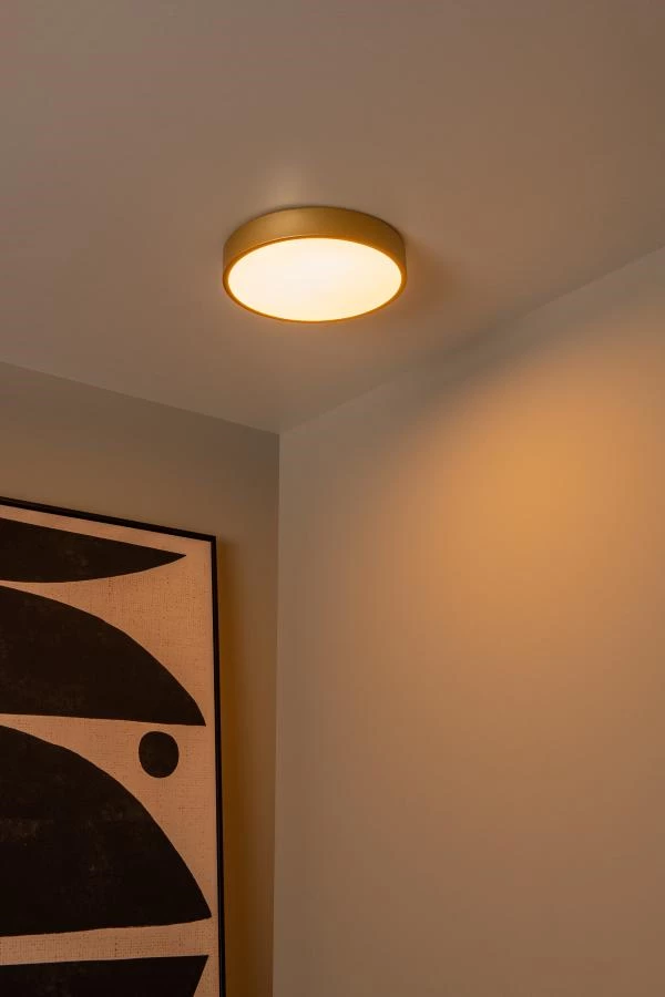 Lucide Lucide UNAR - Plafonnière - Ø 30 Cm - LED 3 StepDim - 1x18W 2700K - Mat Goud / Messing