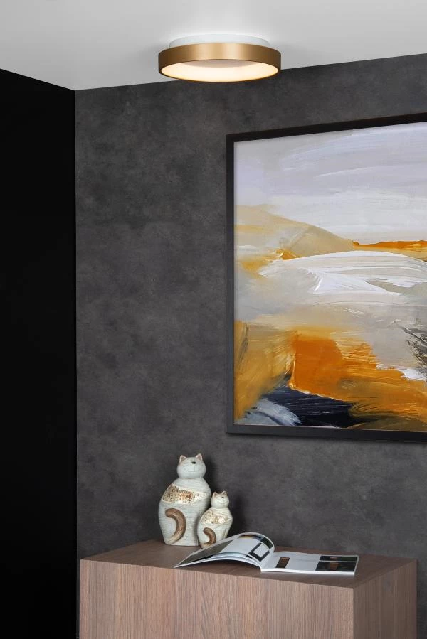 Lucide Lucide VIDAL - Plafonnière - Ø 28 Cm - LED Dimb. - 1x20W 2700K - Mat Goud / Messing