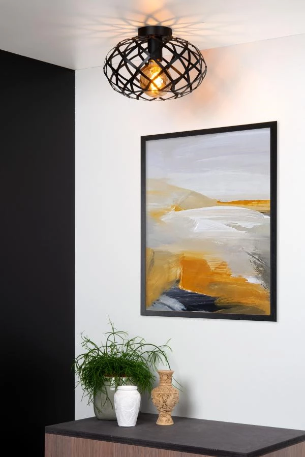 Lucide Lucide WOLFRAM - Plafonnière - Ø 30 Cm - 1xE27 - Zwart