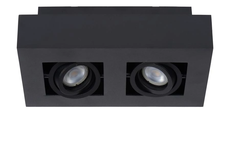 Lucide Lucide XIRAX - Plafondspot - LED Dim To Warm - GU10 - 2x5W 2200K/3000K - Zwart