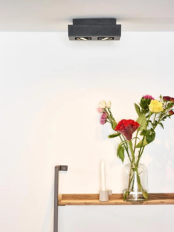 Lucide Lucide XIRAX - Plafondspot - LED Dim To Warm - GU10 - 2x5W 2200K/3000K - Zwart