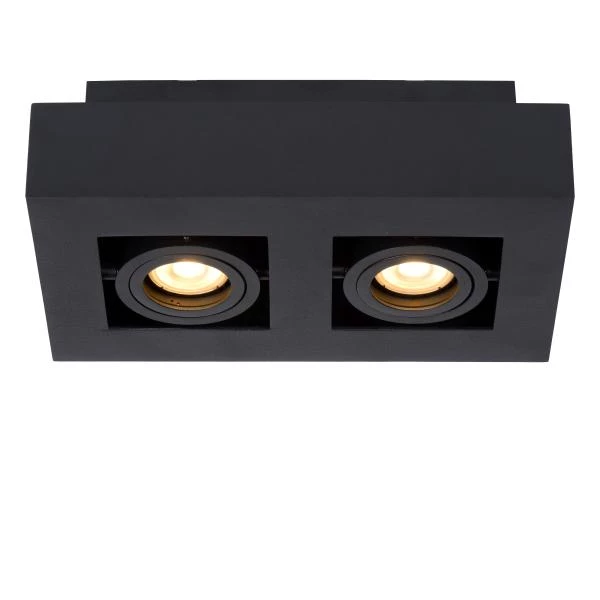 Lucide Lucide XIRAX - Plafondspot - LED Dim To Warm - GU10 - 2x5W 2200K/3000K - Zwart