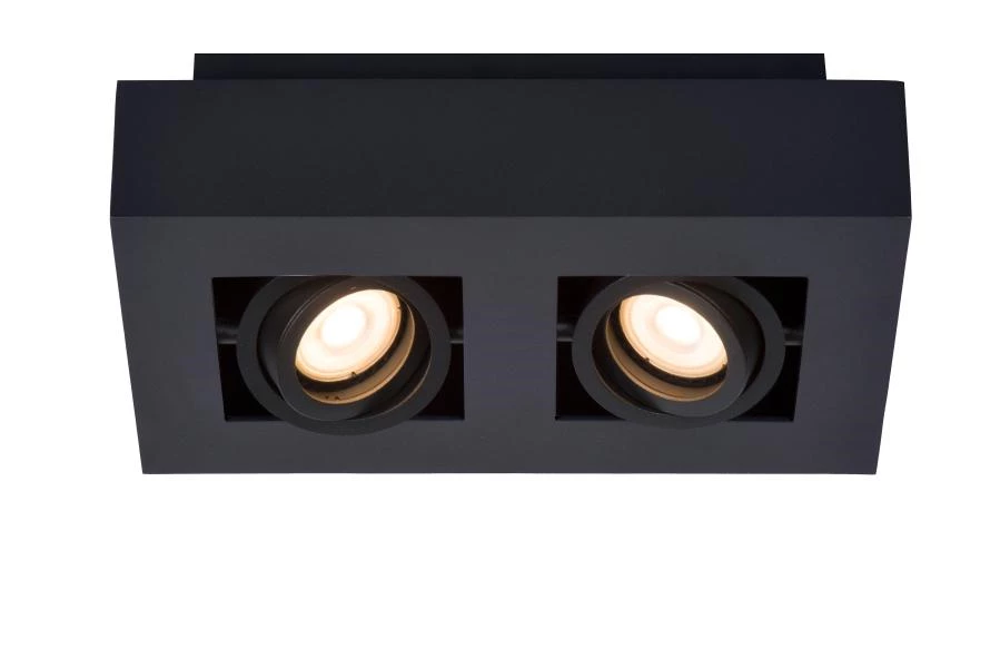 lucide Lucide XIRAX - Plafondspot - LED Dim to warm - GU10 - 2x5W 2200K/3000K - Zwart