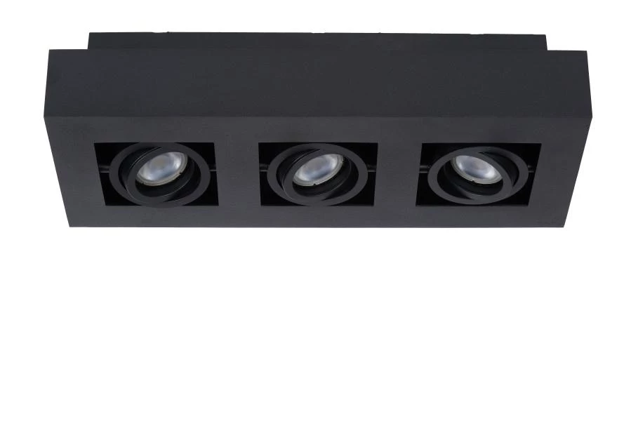 Lucide Lucide XIRAX - Plafondspot - LED Dim To Warm - GU10 - 3x5W 2200K/3000K - Zwart