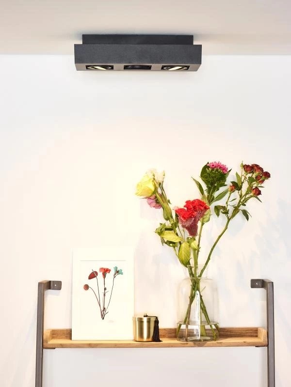 Lucide Lucide XIRAX - Plafondspot - LED Dim To Warm - GU10 - 3x5W 2200K/3000K - Zwart