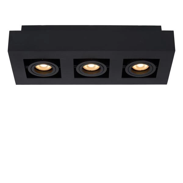 Lucide Lucide XIRAX - Plafondspot - LED Dim To Warm - GU10 - 3x5W 2200K/3000K - Zwart